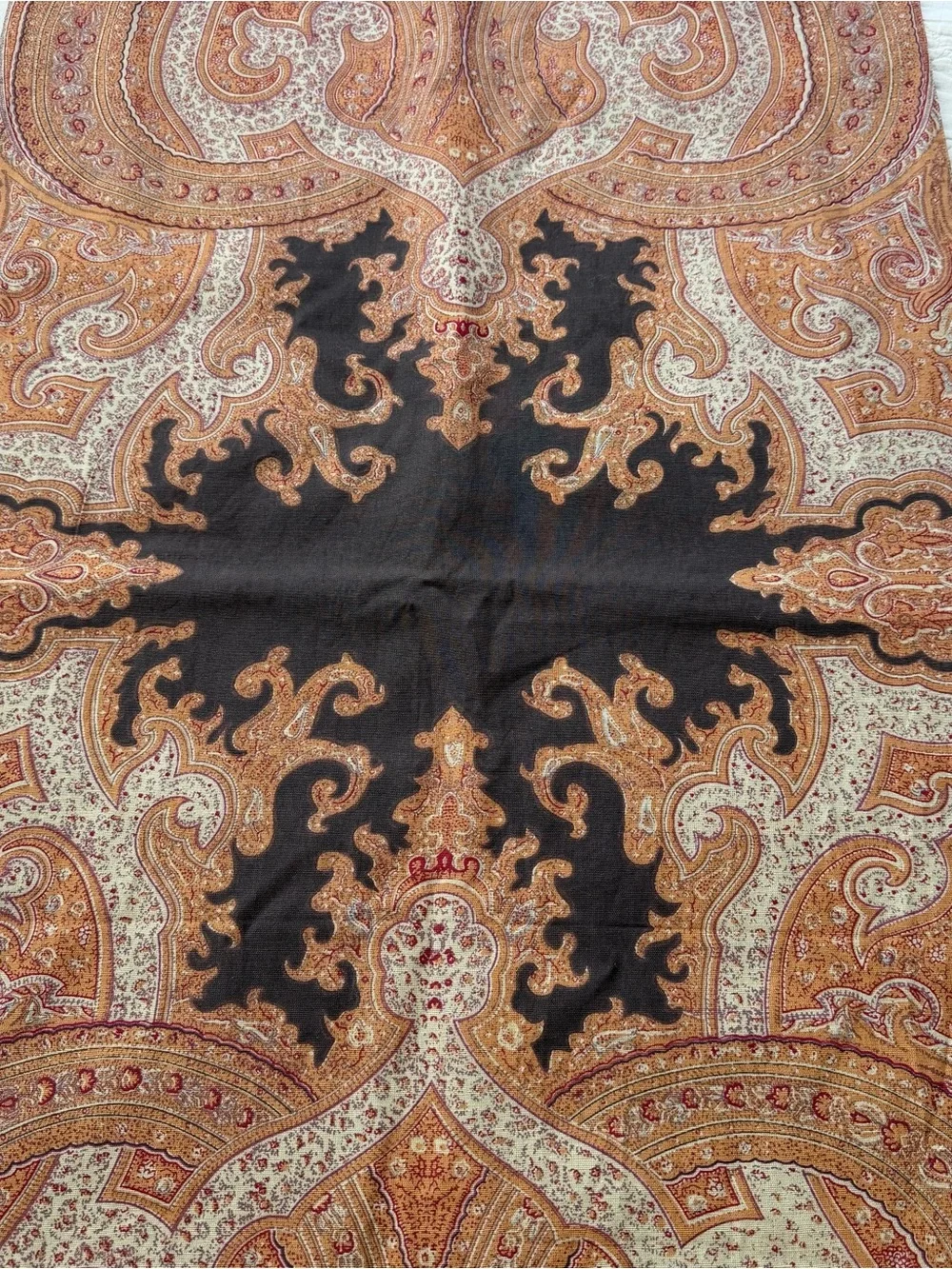 Pottery Barn Paisley Table Runner 22x90 Cotton Linen Red Black